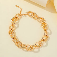 18K gold-plated cable chain necklace showcasing a distinctive large link, perfect for adding elegance to any outfit.