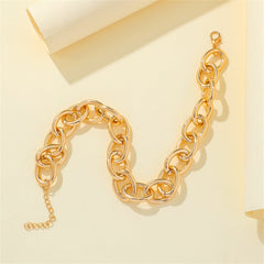 Chic gold chain necklace with a standout large link, made from 18K gold plating for a sophisticated accessory.