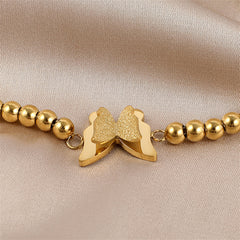 18K Gold-Plated Butterfly Beaded Charm Bracelet