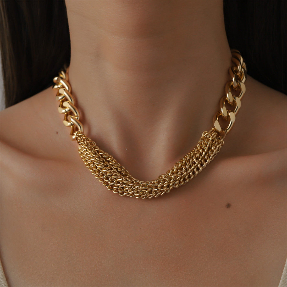 18K Gold-Plated Multi-Strand Chain Necklace