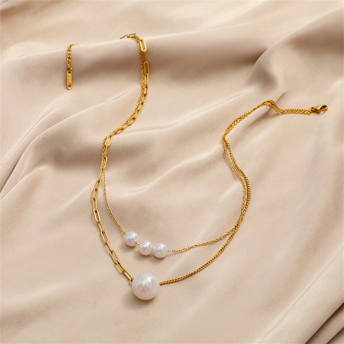 Pearl & 18K Gold-Plated Layered Pendant Necklace