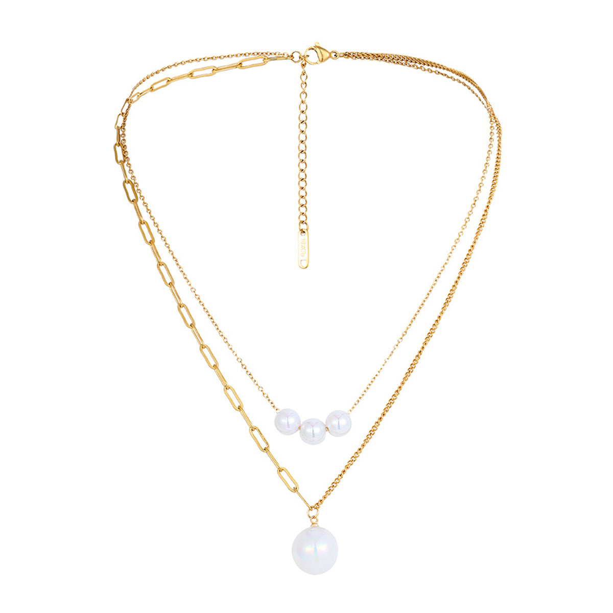 Pearl & 18K Gold-Plated Layered Pendant Necklace