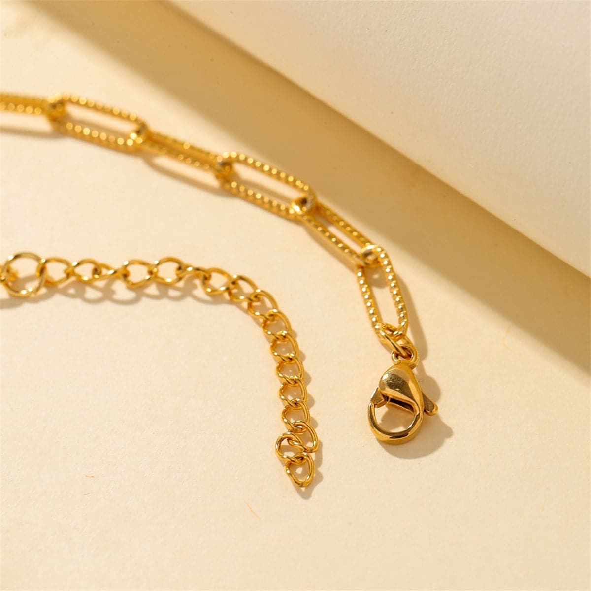 Dazzling 18K gold-plated bracelet featuring a small link cut rectangle chain, a must-have for your jewelry collection.