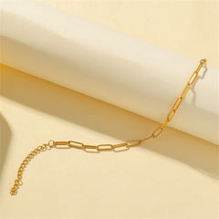 Exquisite 18K gold-plated cut rectangle chain bracelet with a refined small link, ideal for stylish accessorizing.