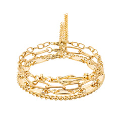 Four luxurious 18K gold-plated chain bracelets showcasing a fashionable clasp and exquisite chain craftsmanship.