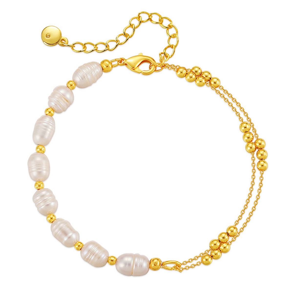 Pearl & 18K Gold-Plated Beaded Layered Bracelet