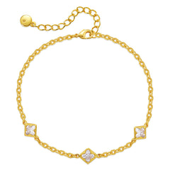 Crystal & 18K Gold-Plated Clover Charm Bracelet