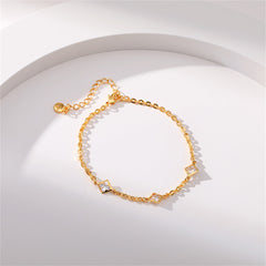 Crystal & 18K Gold-Plated Clover Charm Bracelet