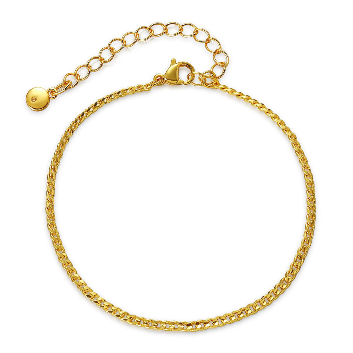 Elegant 18K gold-plated curb chain bracelet featuring a delicate small chain link design. Perfect for any occasion.