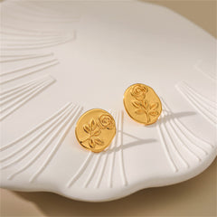 18K Gold-Plated Rose Round Stud Earrings