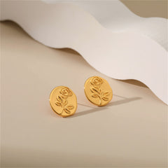 18K Gold-Plated Rose Round Stud Earrings