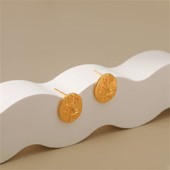 18K Gold-Plated Rose Round Stud Earrings