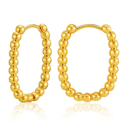 18K Gold-Plated Beaded U-Shaped Huggie Earrings