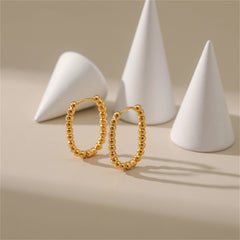 18K Gold-Plated Beaded U-Shaped Huggie Earrings