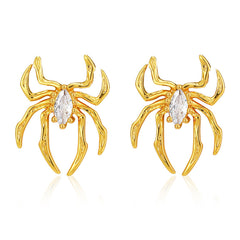 Clear Crystal & 18K Gold-Plated Spider Stud Earrings