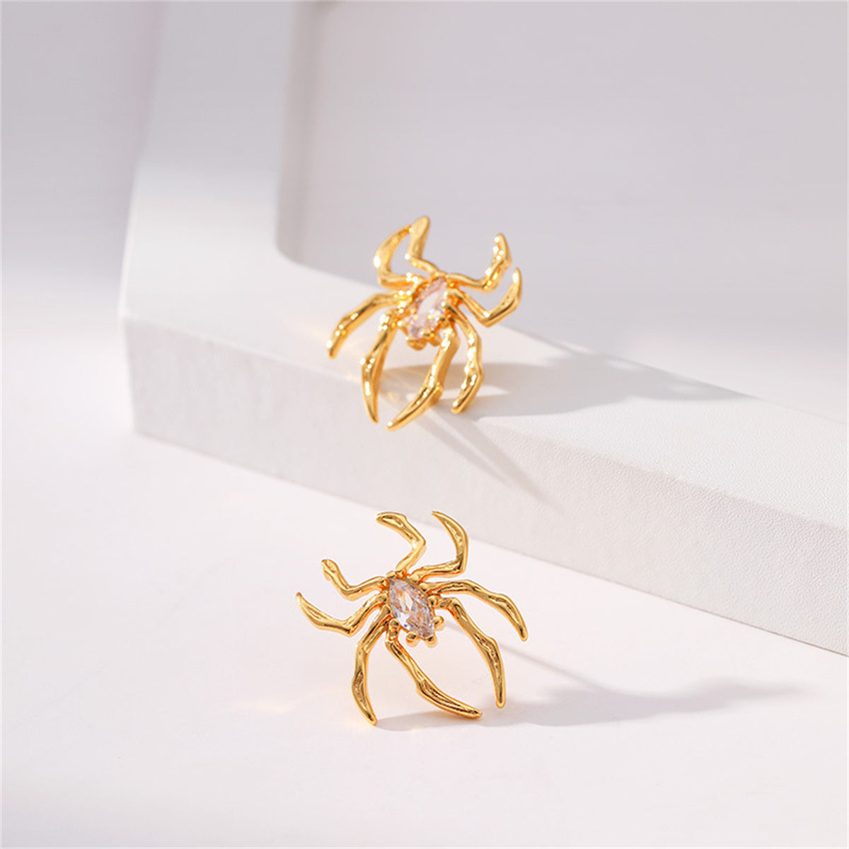 Clear Crystal & 18K Gold-Plated Spider Stud Earrings