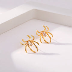 Clear Crystal & 18K Gold-Plated Spider Stud Earrings