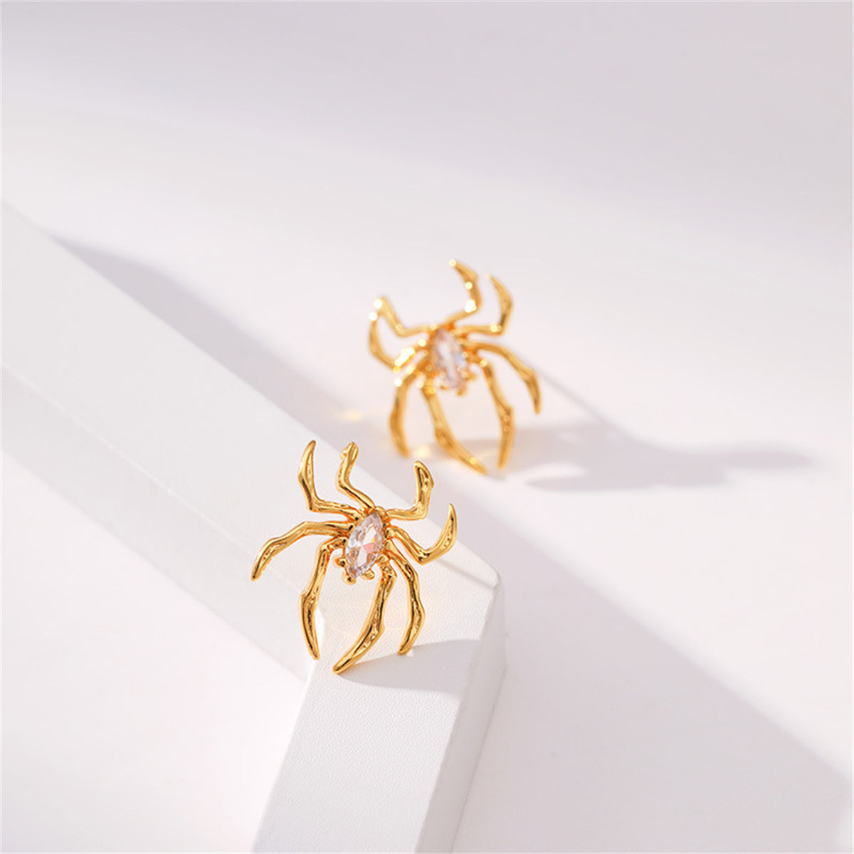 Clear Crystal & 18K Gold-Plated Spider Stud Earrings