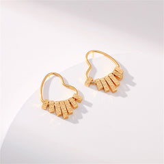 18K Gold-Plated Textured Heart Dangle Earrings