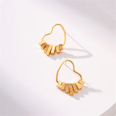 18K Gold-Plated Textured Heart Dangle Earrings