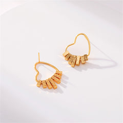 18K Gold-Plated Textured Heart Dangle Earrings