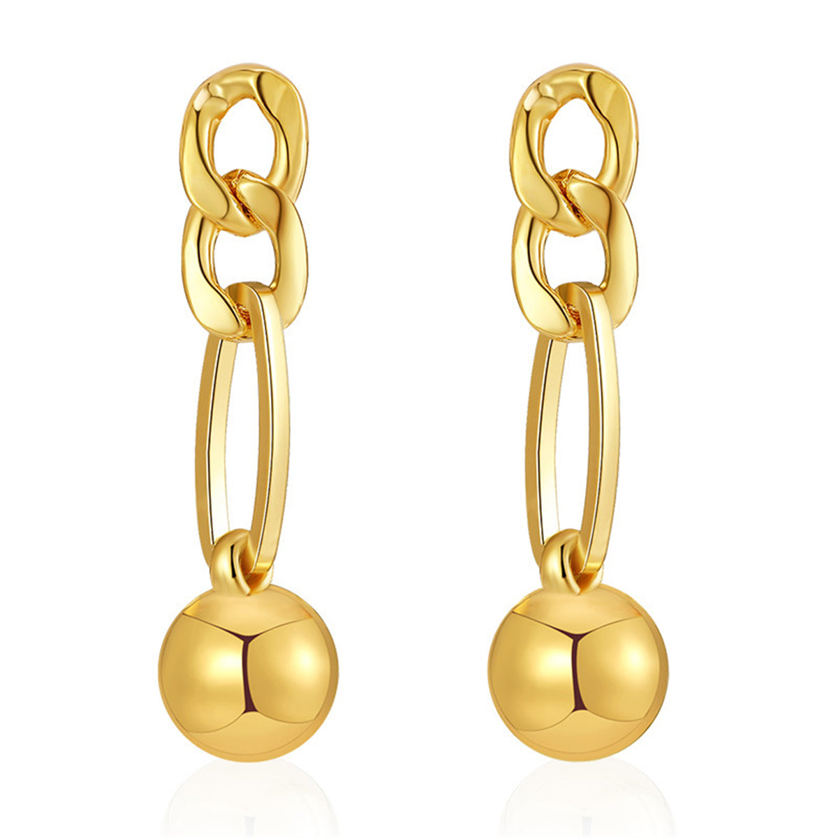 18K Gold-Plated Cable Chain Ball Drop Earrings