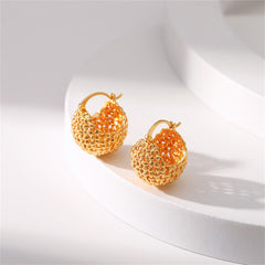 18K Gold-Plated Basket Huggie Earrings