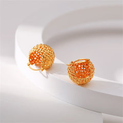 18K Gold-Plated Basket Huggie Earrings