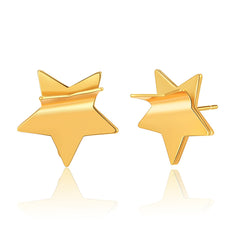 18K Gold-Plated Folded Star Stud Earrings