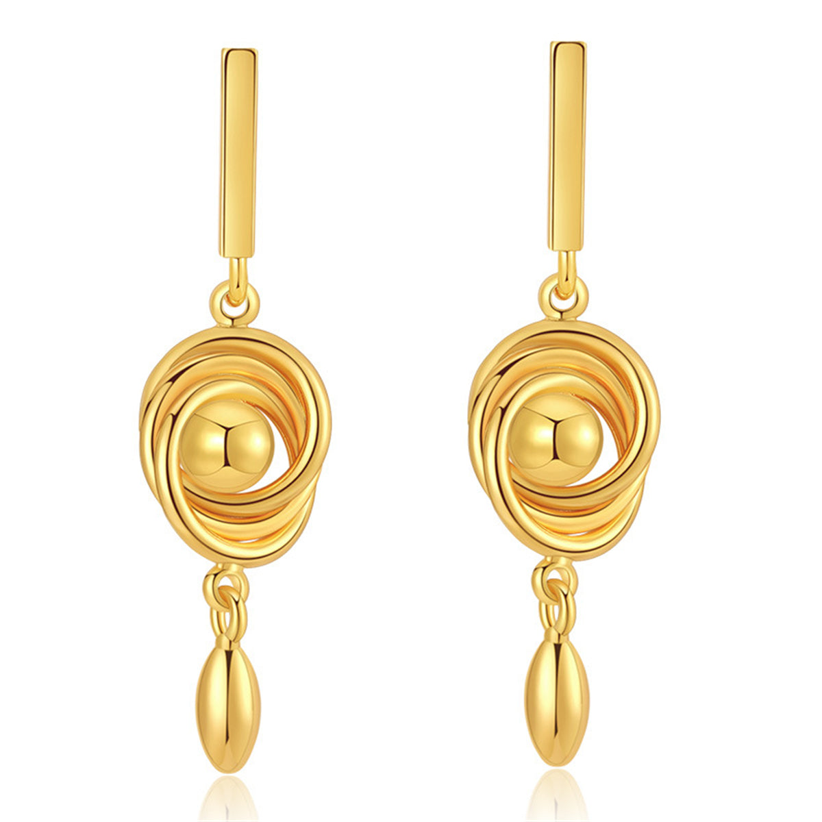 Elegant 18K gold-plated coil drop earrings featuring a stunning spiral design, perfect for any occasion.