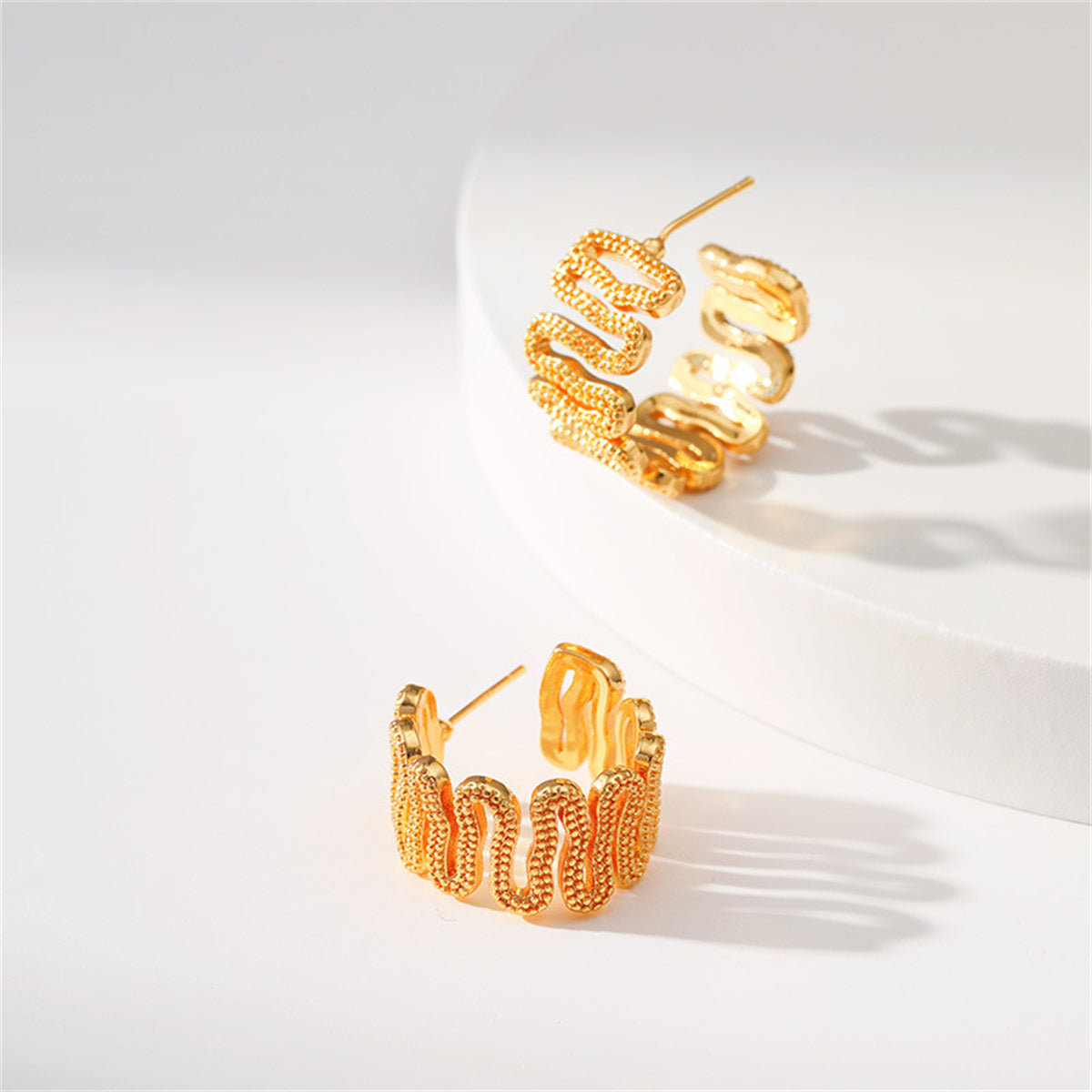 18K Gold-Plated Snake Huggie Earrings