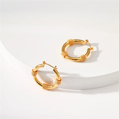 Eye-catching 18K gold-plated hoop earrings with a unique twisted rope design, perfect for a stylish and modern look.