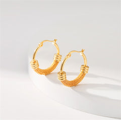 18K Gold-Plated Textured Huggie Earrings