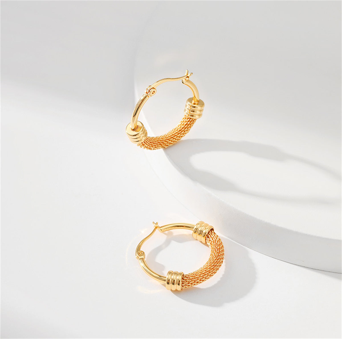 18K Gold-Plated Textured Huggie Earrings