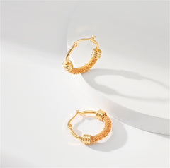 18K Gold-Plated Textured Huggie Earrings