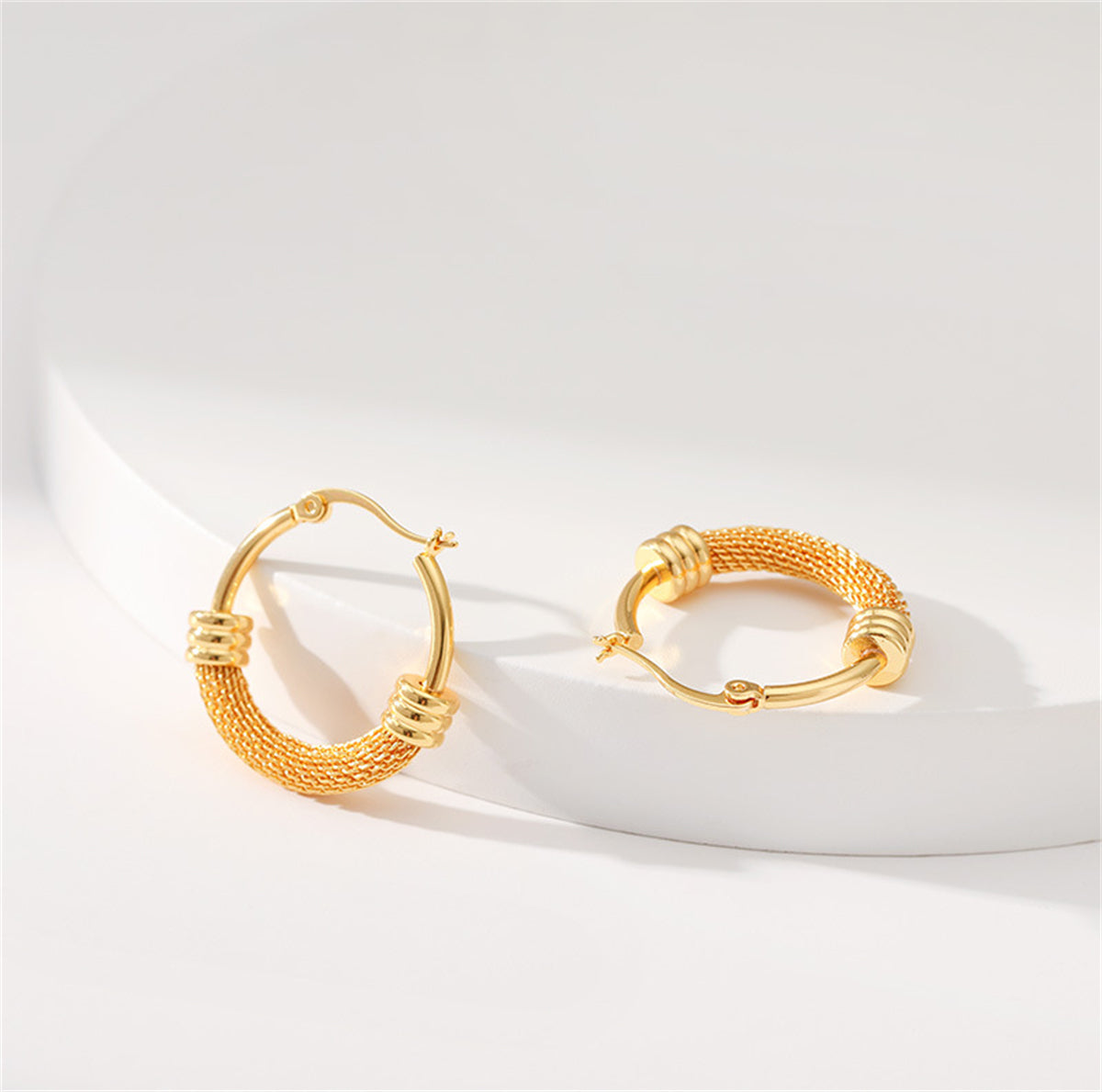 18K Gold-Plated Textured Huggie Earrings