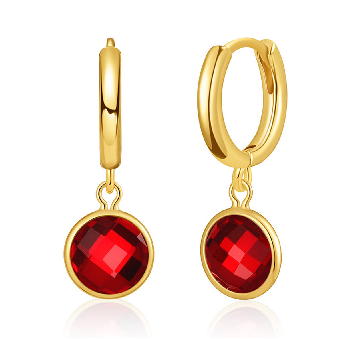 Red Crystal & 18K Gold-Plated Round Huggie Earrings