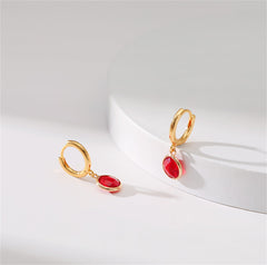 Red Crystal & 18K Gold-Plated Round Huggie Earrings