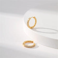 Clear Cubic Zirconia & 18K Gold-Plated Twine Huggie Earrings