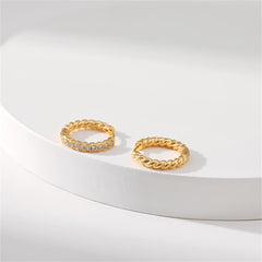 Clear Cubic Zirconia & 18K Gold-Plated Twine Huggie Earrings