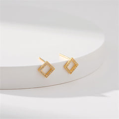 Cubic Zirconia & 18K Gold-Plated Square Stud Earrings