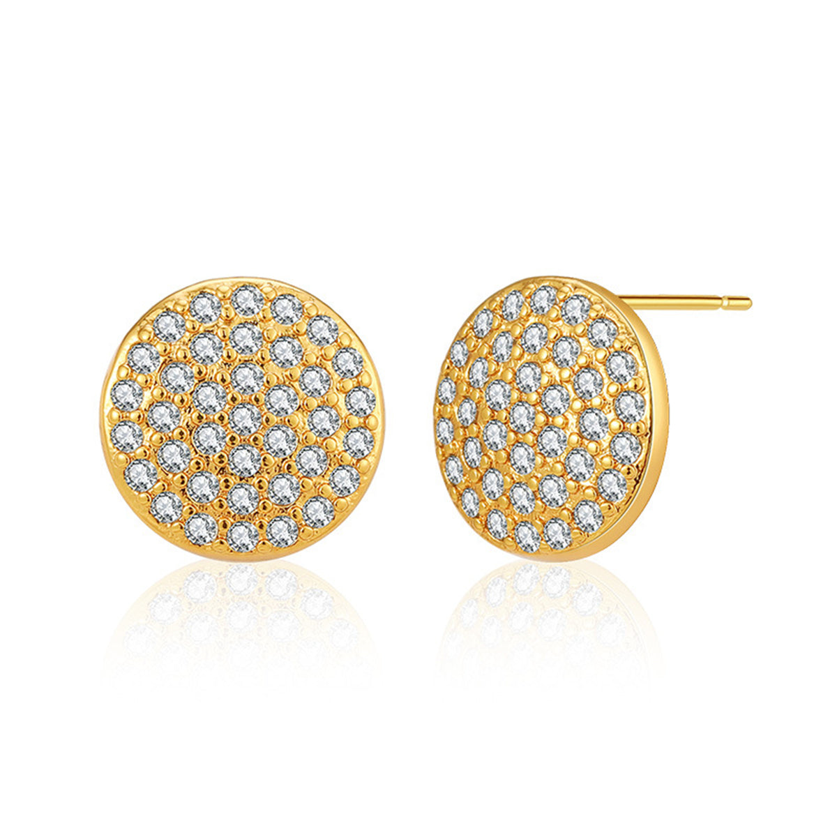 Cubic Zirconia & 18K Gold-Plated Round Stud Earrings