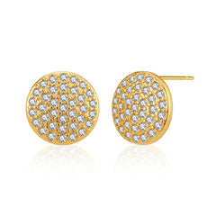 Cubic Zirconia & 18K Gold-Plated Round Stud Earrings