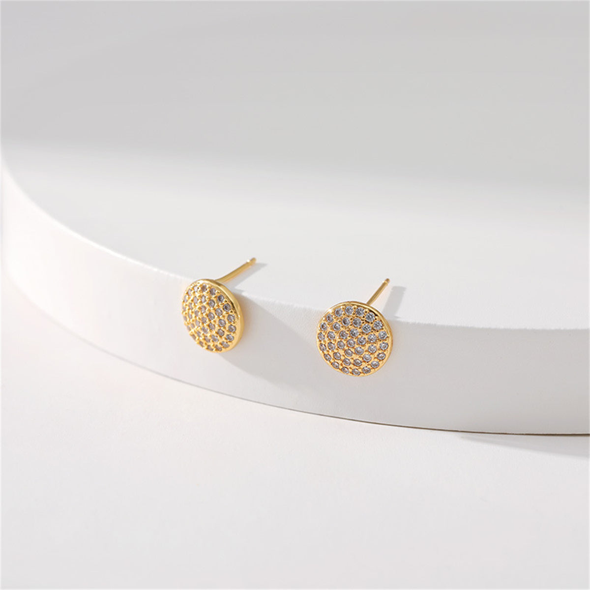 Cubic Zirconia & 18K Gold-Plated Round Stud Earrings