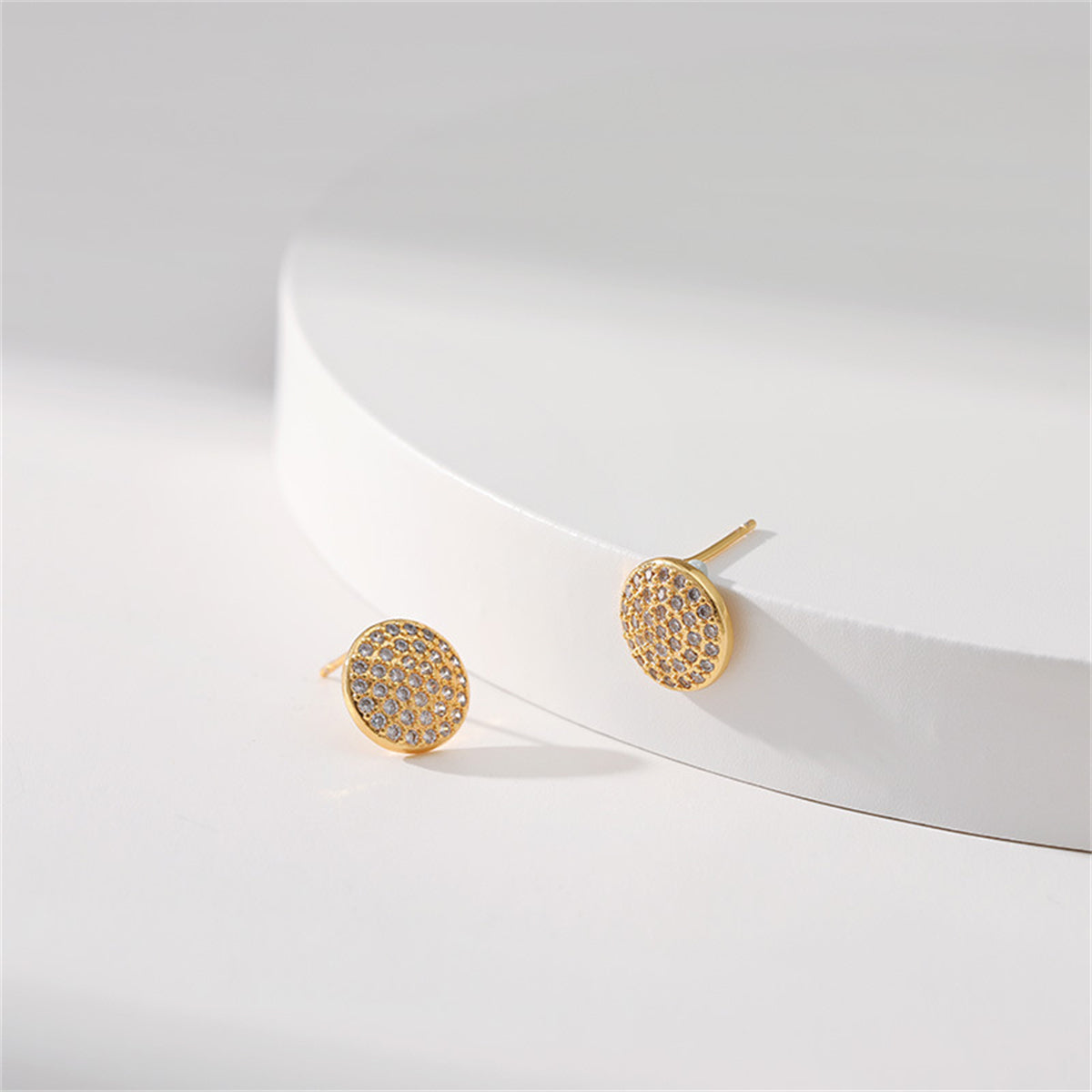 Cubic Zirconia & 18K Gold-Plated Round Stud Earrings