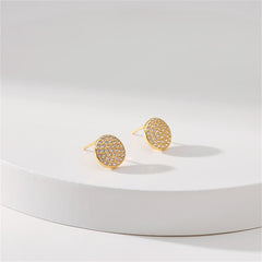 Cubic Zirconia & 18K Gold-Plated Round Stud Earrings