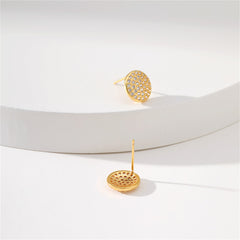 Cubic Zirconia & 18K Gold-Plated Round Stud Earrings