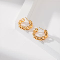 18K Gold-Plated Curb-Chain Huggie Earrings