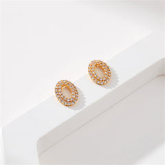 Cubic Zirconia & 18K Gold-Plated Open Oval Stud Earrings