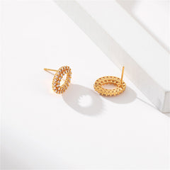 Cubic Zirconia & 18K Gold-Plated Open Oval Stud Earrings